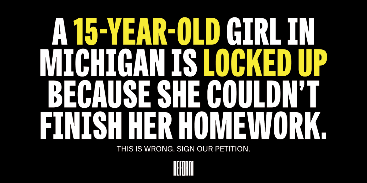 REFORM's tweet photo. Grace, a teen with ADHD, is locked up because she couldn’t finish her homework. A judge ruled that she violated her probation.
Being a student during a pandemic is hard enough—probation shouldn’t make it even tougher. SIGN OUR PETITION: https://t.co/iN5i2Sol1F #reformprobation https://t.co/SfgRy5i6CR