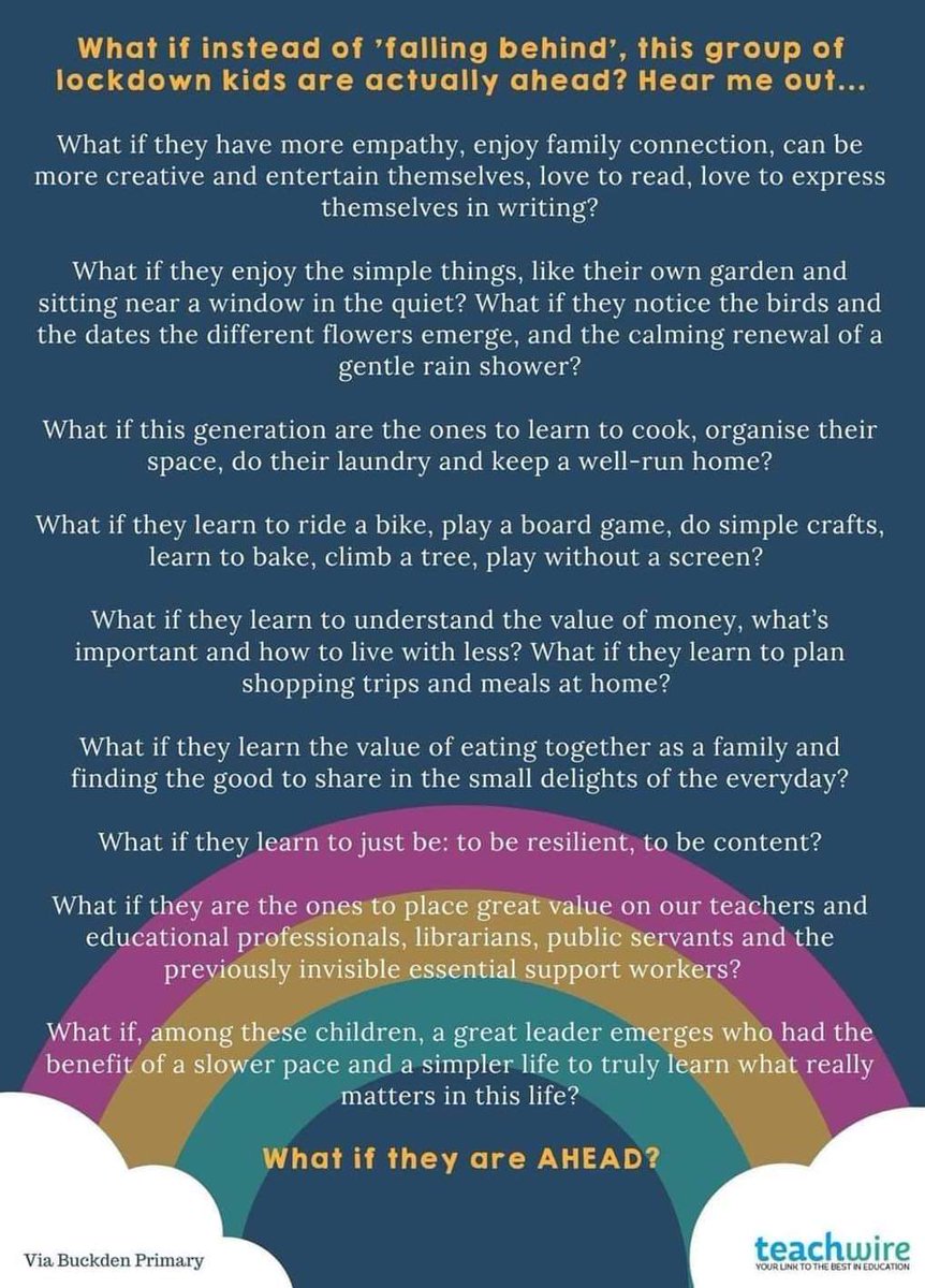 Mrs_Amber_Brown's tweet photo. I love this perspective! Students may be behind according to our instructional standards, but that does not mean that they haven't continued to grow. Children learn from teachers, but they also learn from life experiences. #ParadigmShifting #EverythingsGoingToBeOkay https://t.co/gd4NNZml7y