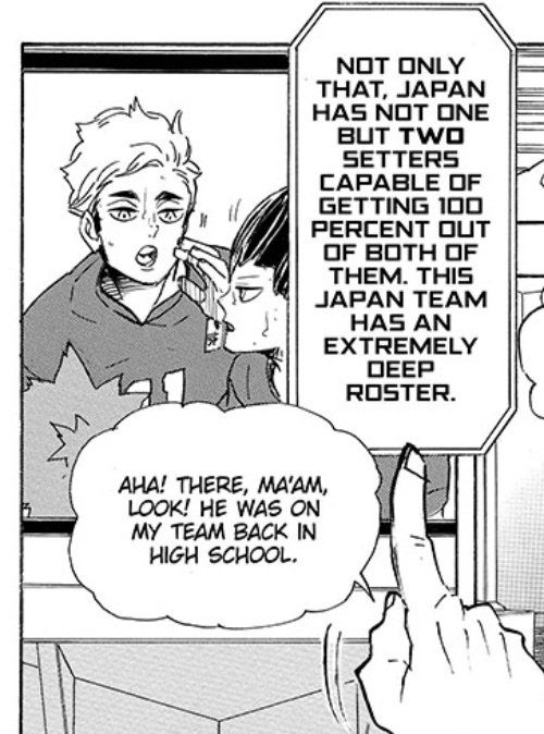 KITA TELLIN EVERYONE ABOUT ATSUMU AND ARAN BEING HIS TEAMMATES. KITA TELLIN EVERYONE HOW AMAZING THESE TWO. KITA BEING SO PROUD OF THAT ATSUMU AND ARAN WERE HIS TEAMMATES. YES MA'AM AND SIR THATS OUR SHINSUKE KITA. SERIOUSLY WHAT'S STOPPING MEN BEING SHINSUKE KITA. 