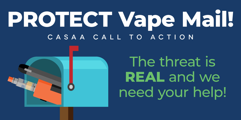 CASAAmedia's tweet photo. The ban on vape mail is moving to a vote in the House and could happen as early as Monday! We need every vaper and supporter to contact their reps and demand they vote NO! https://t.co/GgjzPWtrk9 https://t.co/GApwCG2jGV