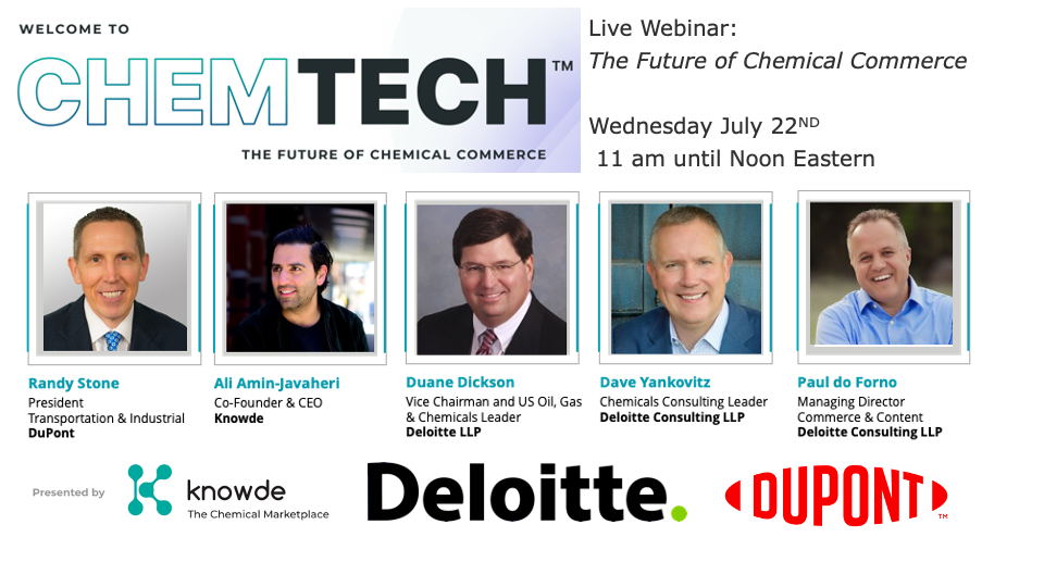 dofornop's tweet photo. This Wednesday at 11 am eastern I will  presenting with the CEO of 
@knowde &amp; Duane Dickson the Oil, Gas &amp; Chemicals lead at @DeloitteUS  and our joint client at Dupont on "The Future of chemical commerce" Still time to Register here: https://t.co/mMbPqUePK7 #Ecommerce #chemical https://t.co/hJaKdLLn5k