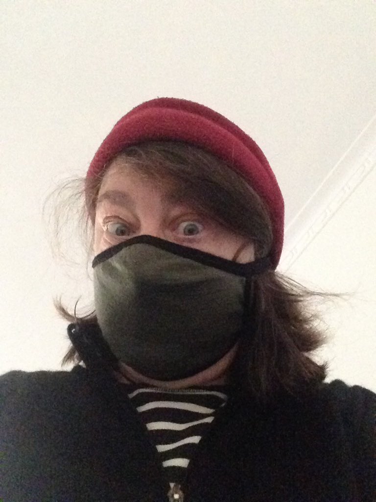 Jane8Toner's tweet photo. My first #MaskParade - I didn't make it myself - it's double layer Merino - hope the moths don't like it as much as they like my other merino things.
#ShowYourMask #Melbourne #FaceMask https://t.co/qYtw90Uyyh