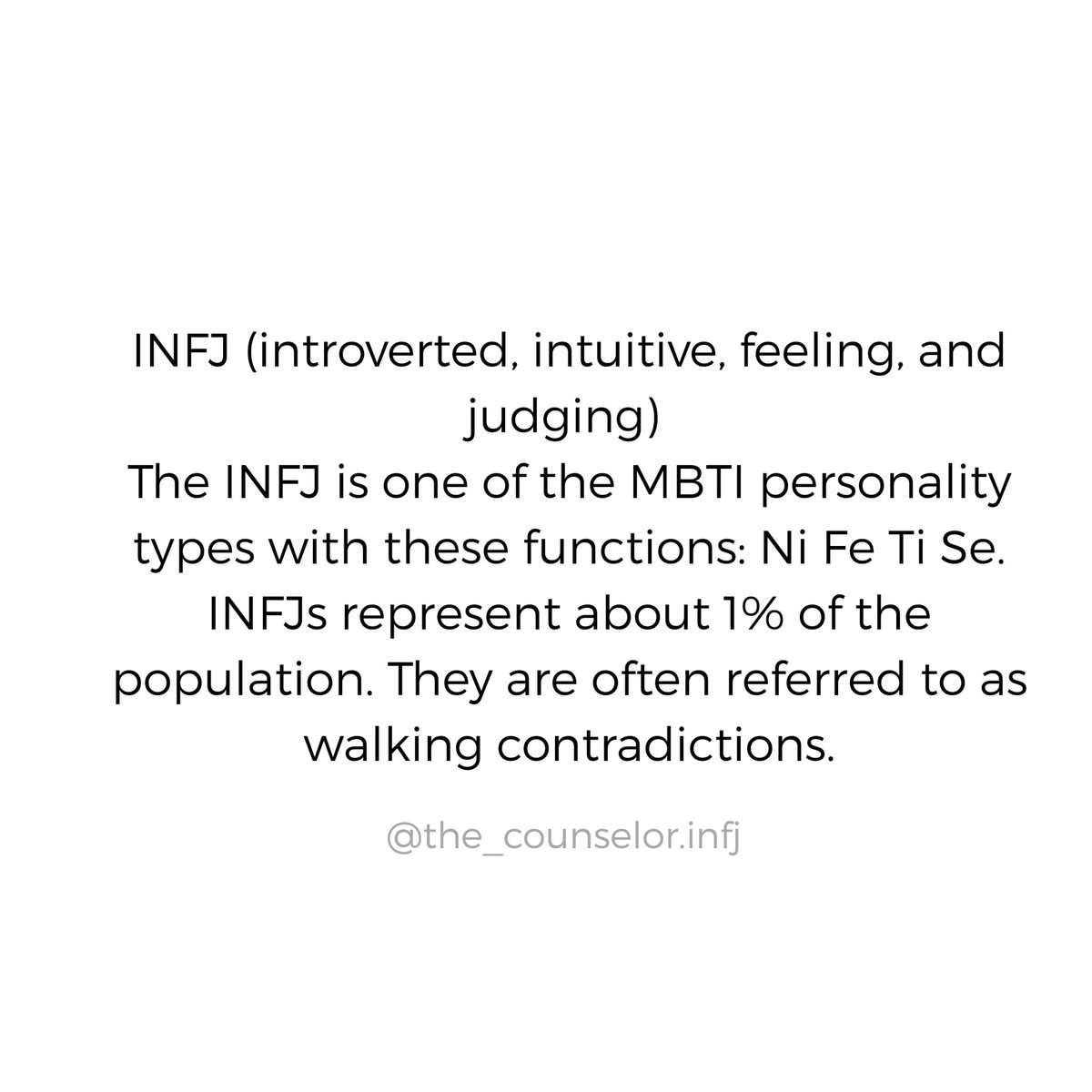 the_1_5_percent's tweet photo. What is INFJ?
#INFJ #MBTI #Personality #today https://t.co/LL9MWOYLOx