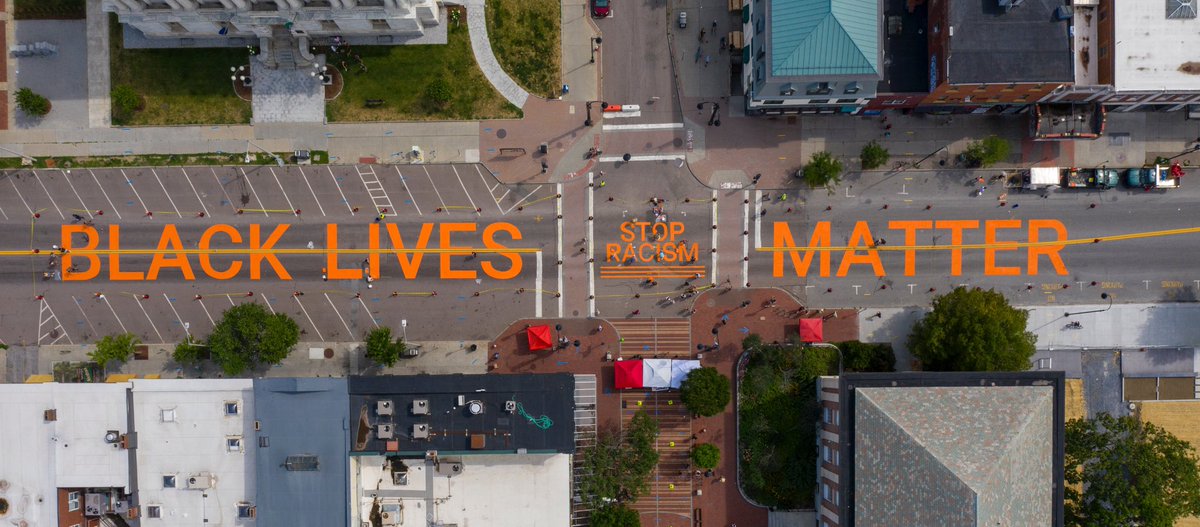 theBPVT's tweet photo. Burlington Vermont for Anti-Racism! Thank you to all our allies who showed up today on Main Street in solidarity and support of Burlington’s stepping stone towards racial equality.  #blacklivesmattermural #blm #theblackperspectivevt #stopracism https://t.co/5cjuSuBsDH
