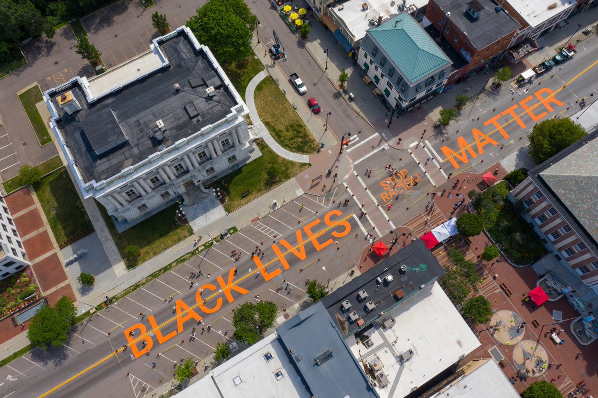 theBPVT's tweet photo. Burlington Vermont for Anti-Racism! Thank you to all our allies who showed up today on Main Street in solidarity and support of Burlington’s stepping stone towards racial equality.  #blacklivesmattermural #blm #theblackperspectivevt #stopracism https://t.co/5cjuSuBsDH