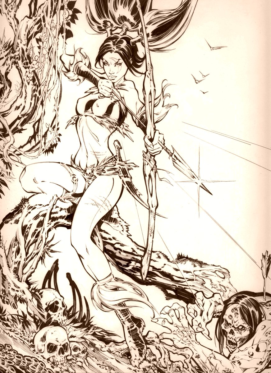 RQueenAuthor's tweet photo. Variant cover for my buddy Keu Cha - HEX: The Lost Tribe. Beautiful book I hope Keu comes back to!
#Hexthelosttribe #comicart #comicbookart #comicstyle #frankfrazetta #berniewrightson #alwilliamson #rqueen #pencilandink #junglegirl #comicbookartist #fantasyart #sketch #drawing https://t.co/ZtqiGJhohY