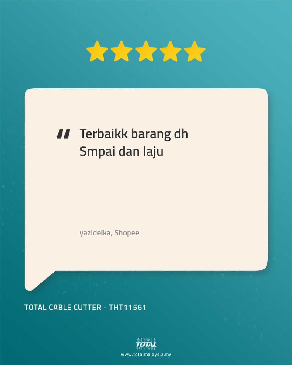 totaltoolsmy's tweet photo. Kami akan cuba sedaya upaya mengirimkan barang secepat mungkin, terima kasih! 🚚📦

---

We will do our best to deliver your parcel in the shortest time possible, thank you! 🚚📦

#TotalToolsMYreviews https://t.co/zXvXpoipyh