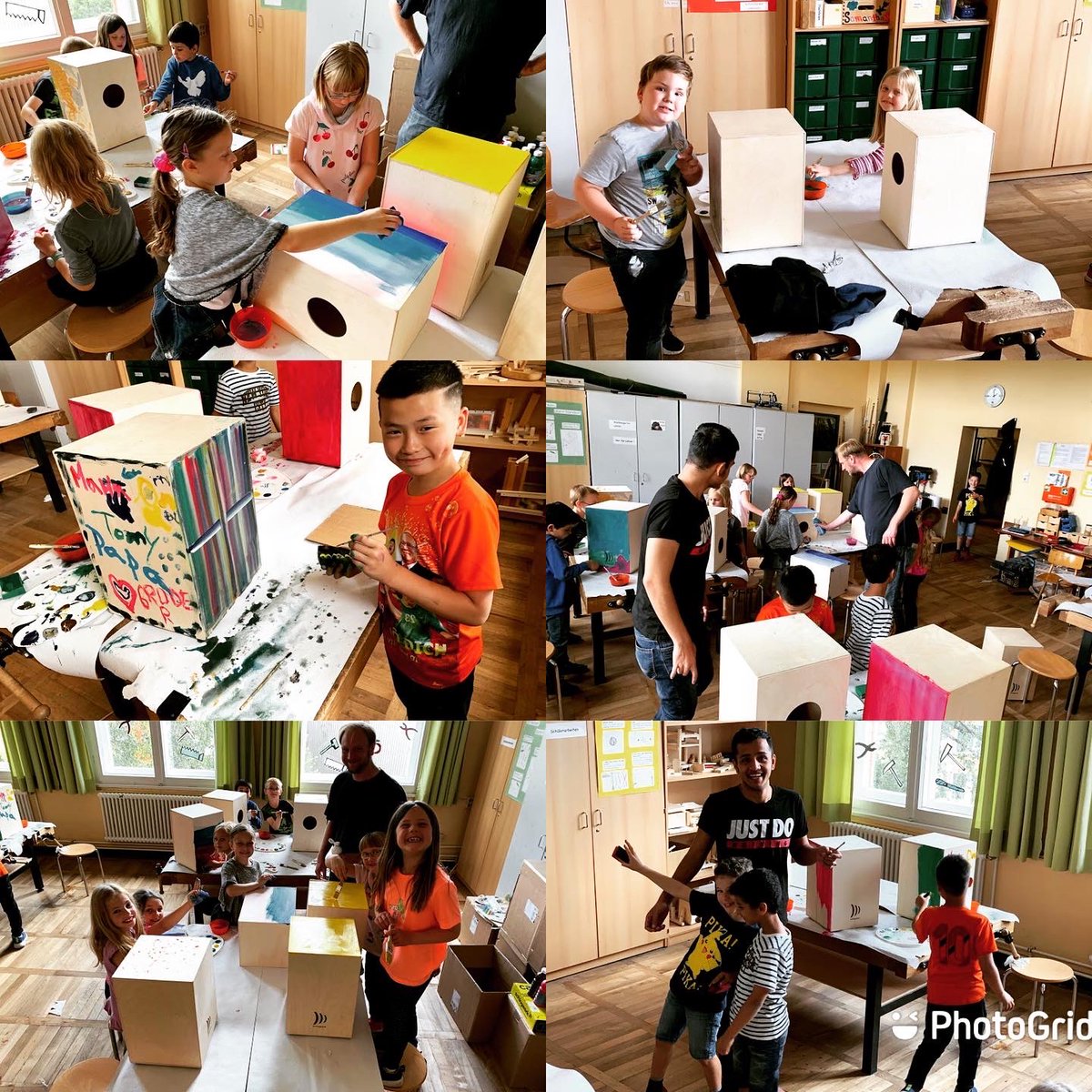 Ferienkurse 2. Station:  Cajonbau – Workshop

Wir haben wieder Cajons gebaut, diesmal in der Bugenhagen Schule.