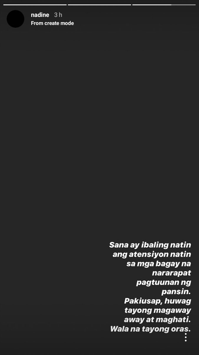 One with us in this fight. Making an appeal against divisiveness amidst their network's franchise denial. Stressing our need for unity now.nadine igs (July 19, 2020)