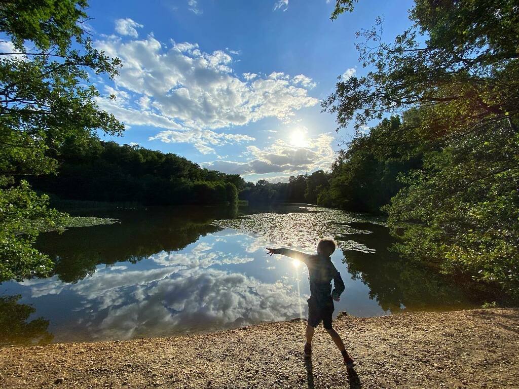 Sunset skipping stones