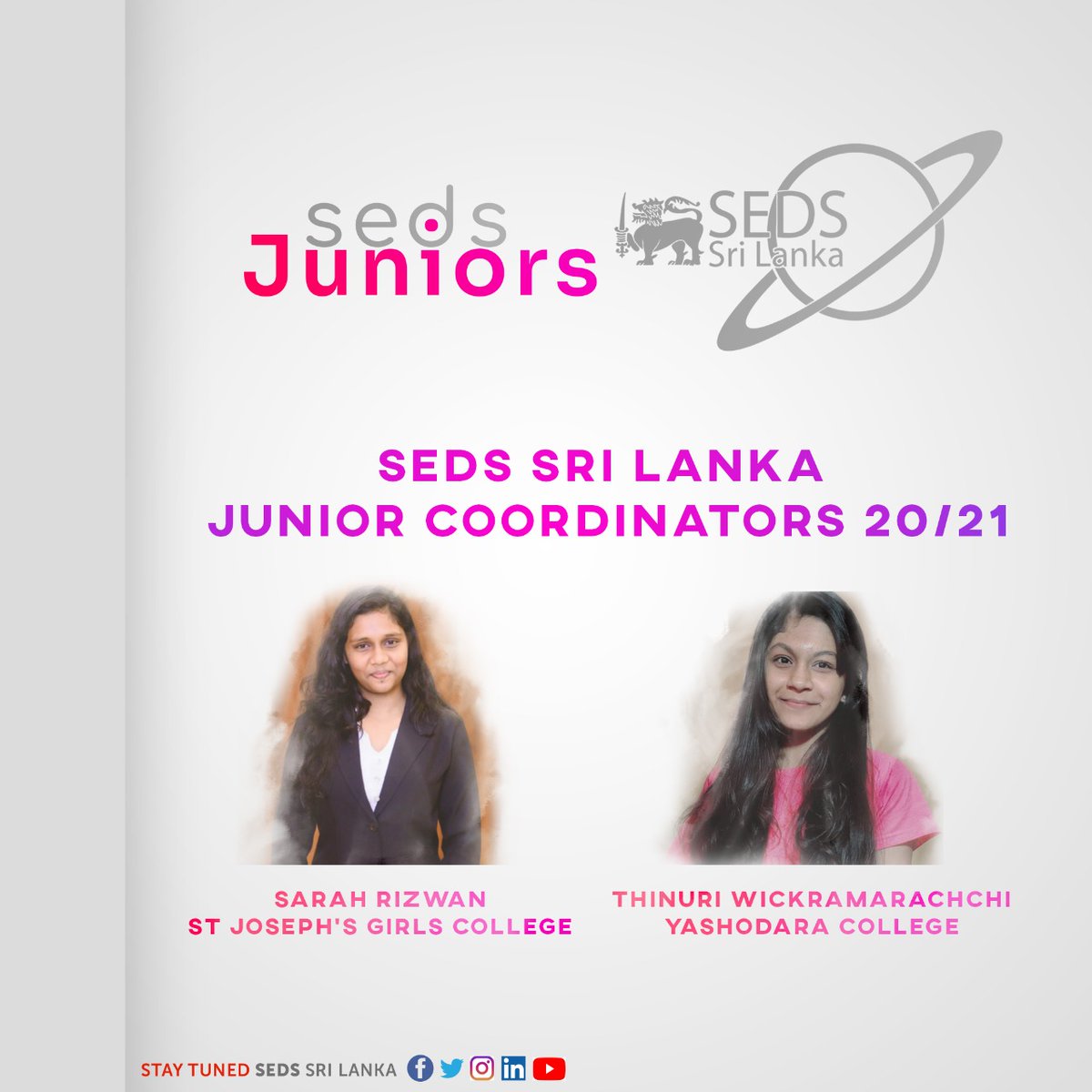 sedsSL's tweet photo. Congratulations both of you ♥️ #SEDSsrilanka #sedsJuniors #coordinators https://t.co/z6IDFaeQZR