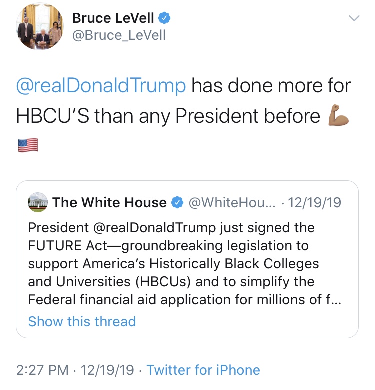 A THREAD: As a response to charges of racism, supporters of President Trump offer several defenses. Examples include “funded HBCUs” “giving 250 million to HBCUs” “permanently funded HBCUs” and “record HBCU funding” to name a few. 1/