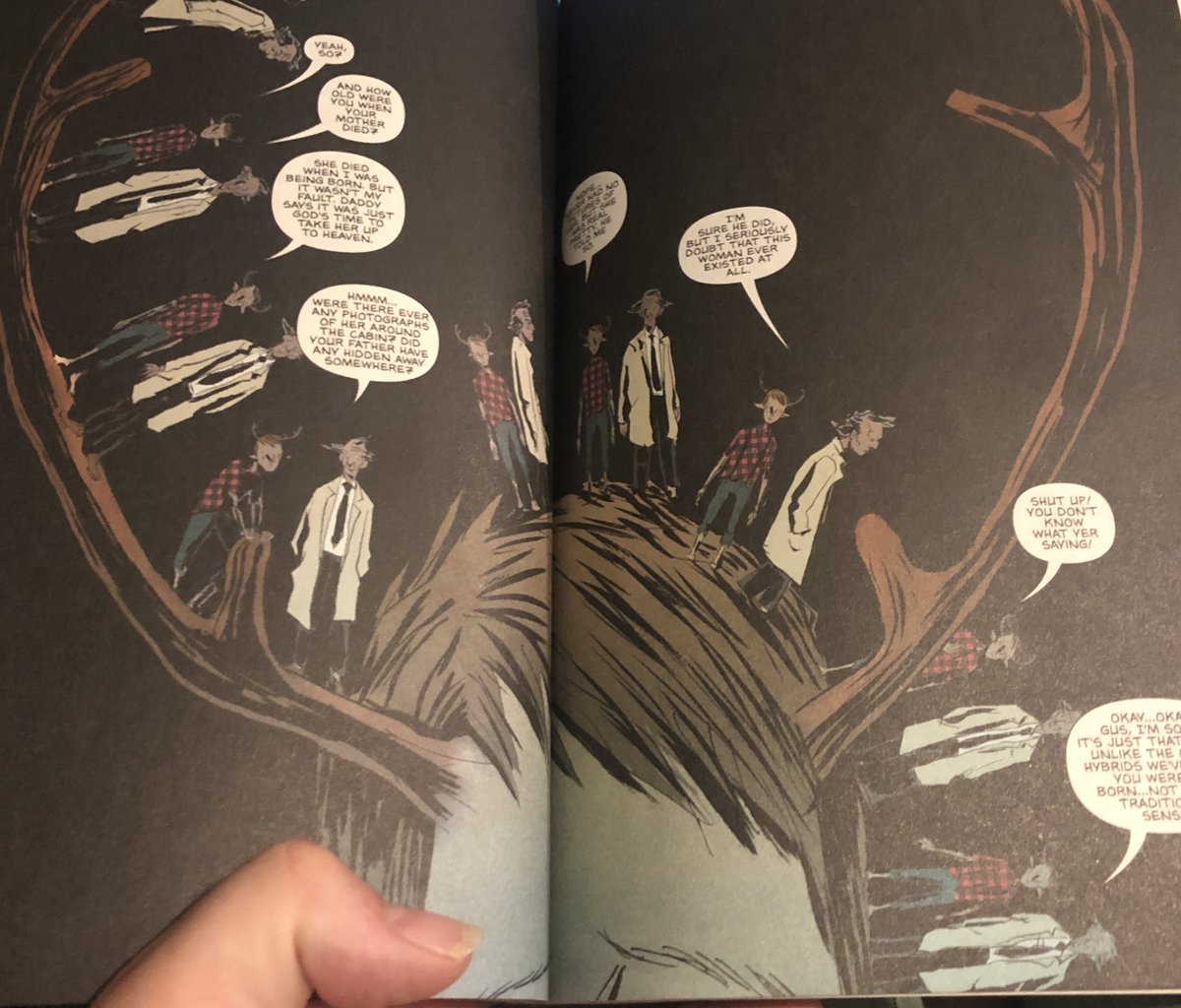 MarkSchierbeek's tweet photo. Such cool art, page layouts and story!!!! #sweettooth @JeffLemire https://t.co/3EKCwXQ3Dd