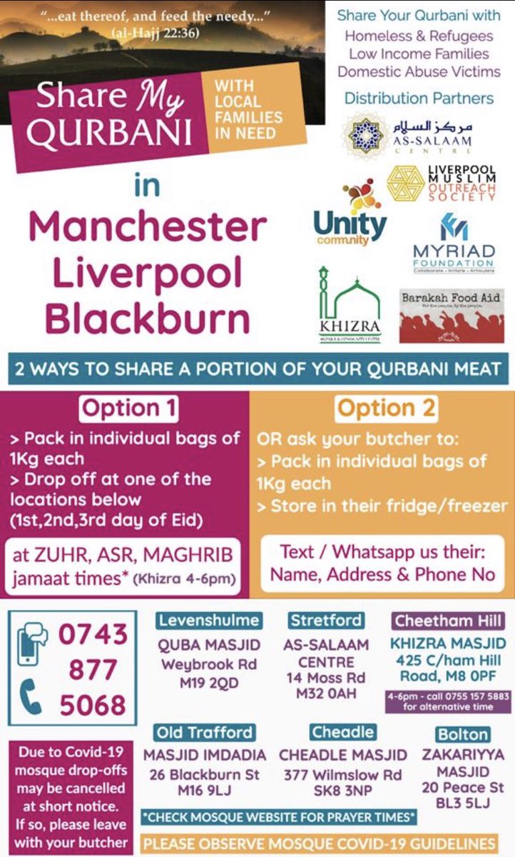 MyQurbani's tweet photo. @mylahore Please like/retweet/comment to help spread the word! 🗣 For the third year running, we are seeking to help distribute donated qurbani meat locally this #Eid to those who can’t afford to buy it. #ShareMyQurbani  #Manchester #Liverpool #Blackburn https://t.co/NUHt9pAayt