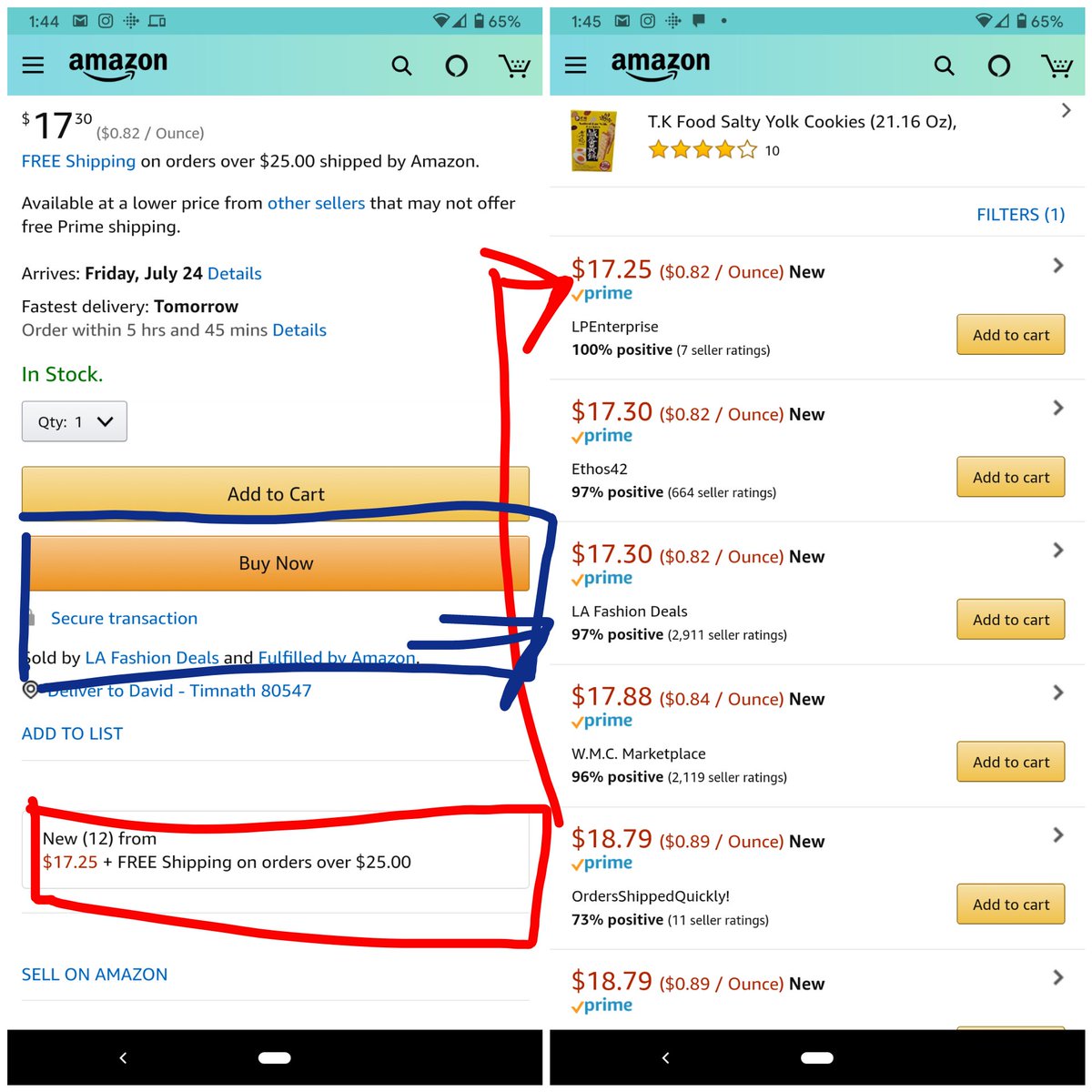 FBAWolfAMZ's tweet photo. Hey @amazon @AmazonHelp how come the lowest Prime prices aren't showing up under "Buy Now"?
I have to dig for cheaper prices by clicking around. I didn't have to do this before.
What's going on here? What changed?
#shieldVOC https://t.co/erAu0lG0oj