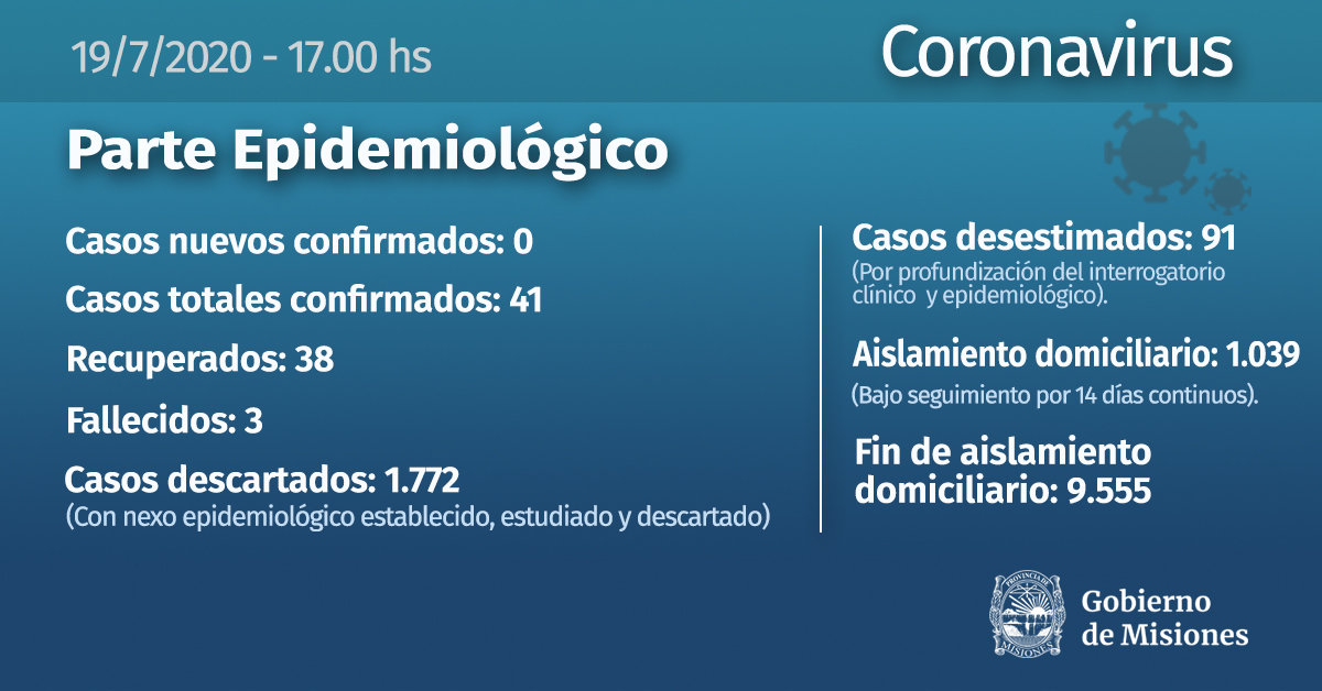 Comunicado oficial. Fuente: Ministerio de Salud de la Provincia de Misiones. #Coronavirus