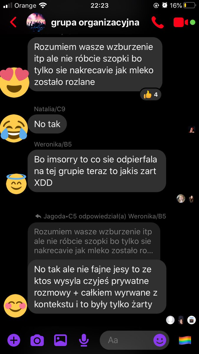 oohmyhemhem_'s tweet photo. osobo która wynosisz z grupy organizacyjnej, jak już to robisz to wysyłaj ss wszystkiego, a nie tylko tego co tobie się podoba i jest nas w ciul i każda ma inne zdanie, ale nikt nie chce rezygnować z tego na poważnie XD jesteście śmieszni #noshametourkrakow https://t.co/NE88Z3PTHq
