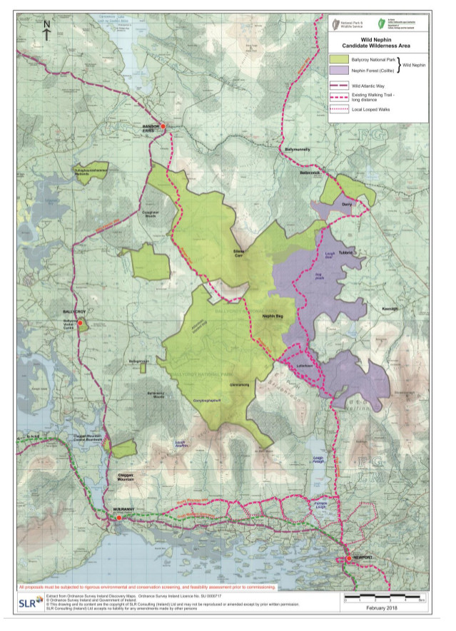In 2018 the 'Wild Nephin' area (purple) was added to to the Ballycroy National Park (green) so it's now massive. That year also saw the production of a 'Conversion Plan'... which was only released to me under a Freedom of Information request. The plan is not bad...