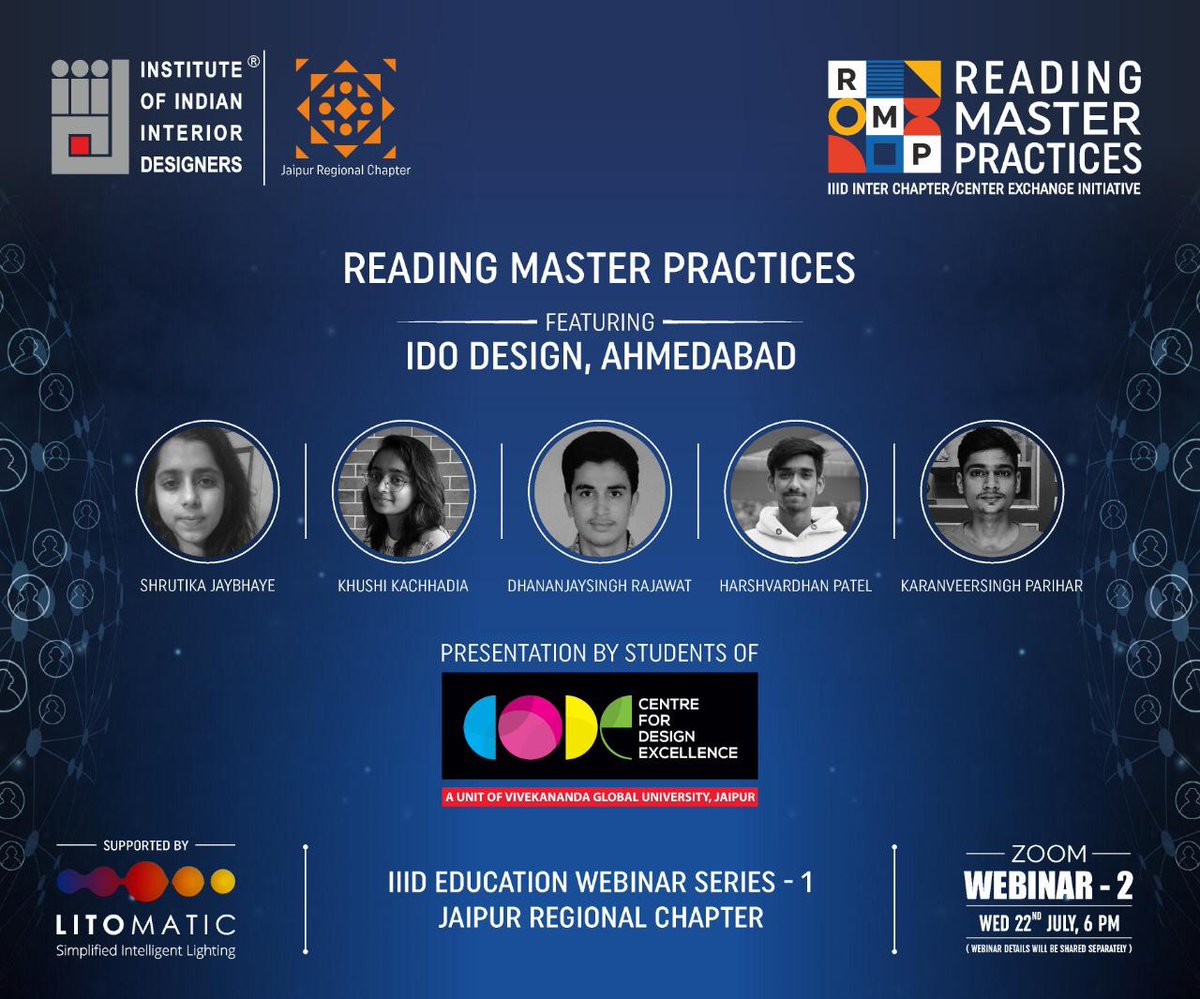 JaipurVgu's tweet photo. We are really happy to share that Our students of CODE- VGU will be presenting in IIID Education Webinar Series- 1 Jaipur Regional Chapter.
We wish them all the very best and hope they do well and make us proud.
#code #IIID #architechture #jaipurchapter #vgujaipur #lifeatvgu https://t.co/ZSX5M0b38Q