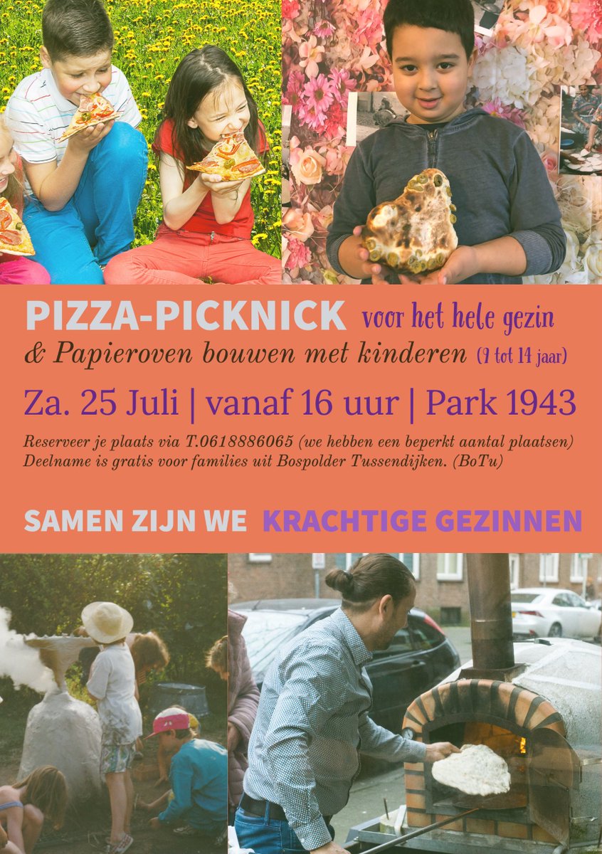 Cirkel10's tweet photo. #bospolderTussendijken gezinnen,  kom maar je eigen pizza maken @  #park1943.  We bouwen samen een papieroven onder begeleiding van de kunstenaars: Carl Classen en Yvonne Beelen.  25 juli vanaf 16 uur. https://t.co/0PUFV2drla