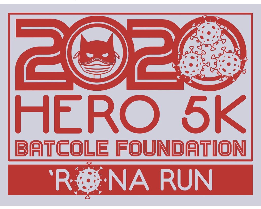 Batcole's tweet photo. The 5k has gone virtual! Join us for the Batcole Hero 5k ‘Rona Run &amp; Walk! Info and registration via this link: 
https://t.co/UhYLltxJvK https://t.co/K90ROGP15y