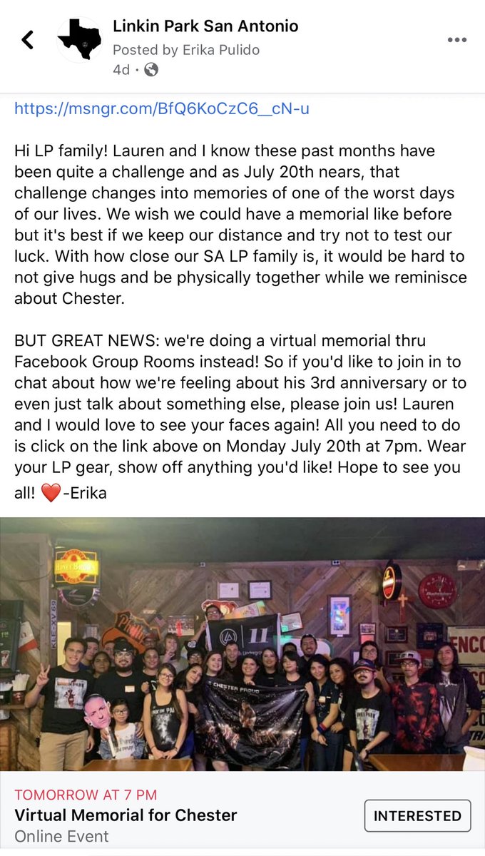 LPSA Family! 
We are hosting a virtual memorial on Facebook Rooms tomorrow evening at 7pm — everyone is welcome! #MakeChesterProud 
facebook.com/events/s/virtu…