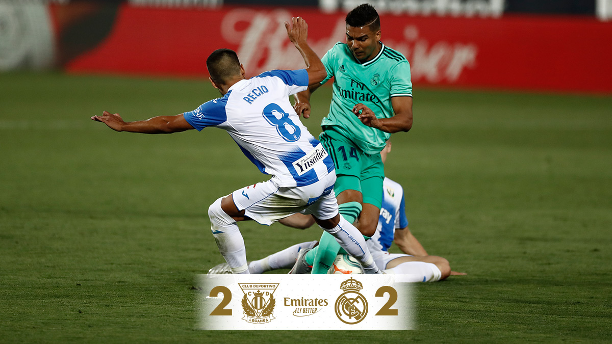 realmadrid's tweet photo. 🏁 FP: @CDLeganes 2-2 @RealMadrid
⚽ Bryan Gil 45'+1', Roger Assalé 78'; @SergioRamos 9', @marcoasensio10 52'
#Emirates | #RMLiga https://t.co/8BNWzd61Kl