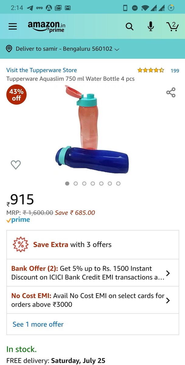 LabhSamir's tweet photo. Hey @amazonIN mana ki prime wale ameer hain , par aise to mat looto yaar.... Price bhi jyada delivery time bhi jyada . So disappointed 😔
#AmazonIndia #AmazonAnalyticsLoots
#JagoGrahakJago https://t.co/alRQuMTf6q