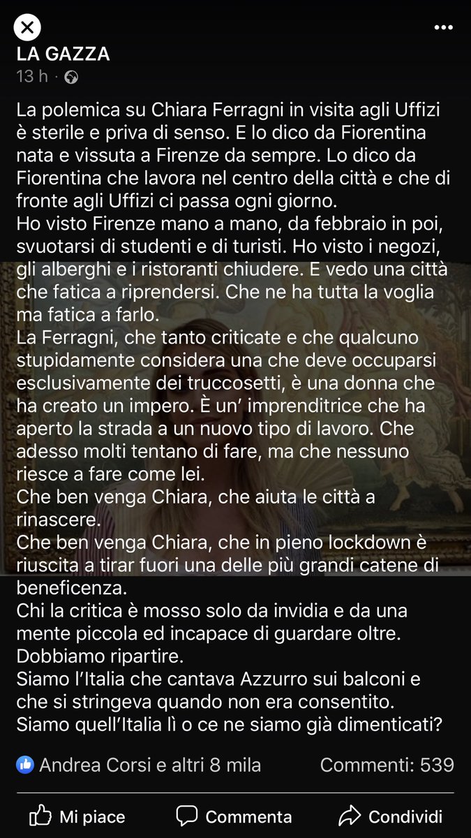 RobertaPompeo's tweet photo. @Fedez L'invidia sociale è il male di questo paese ed è la pricipale caratteristica dei pezzenti. Condivido ogni parola de La Gazza. @chiaraferragni #Uffizi #chiaraferragni https://t.co/LMNBM8BmHk