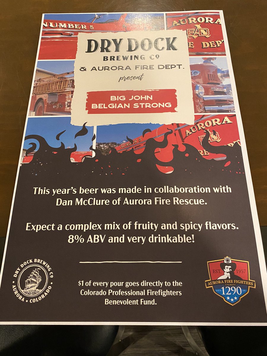 CurtisForAurora's tweet photo. @bigjohnrestore made an appearance at @DryDockBrewing last night! Thanks @IAFFLocal1290 for your work in our community! And thanks to Dry Dock for donating $1 from each pour to @COProFFs Benevolent Fund-we certainly did our part to send a few bucks for the cause. https://t.co/lzy6FKJMzw