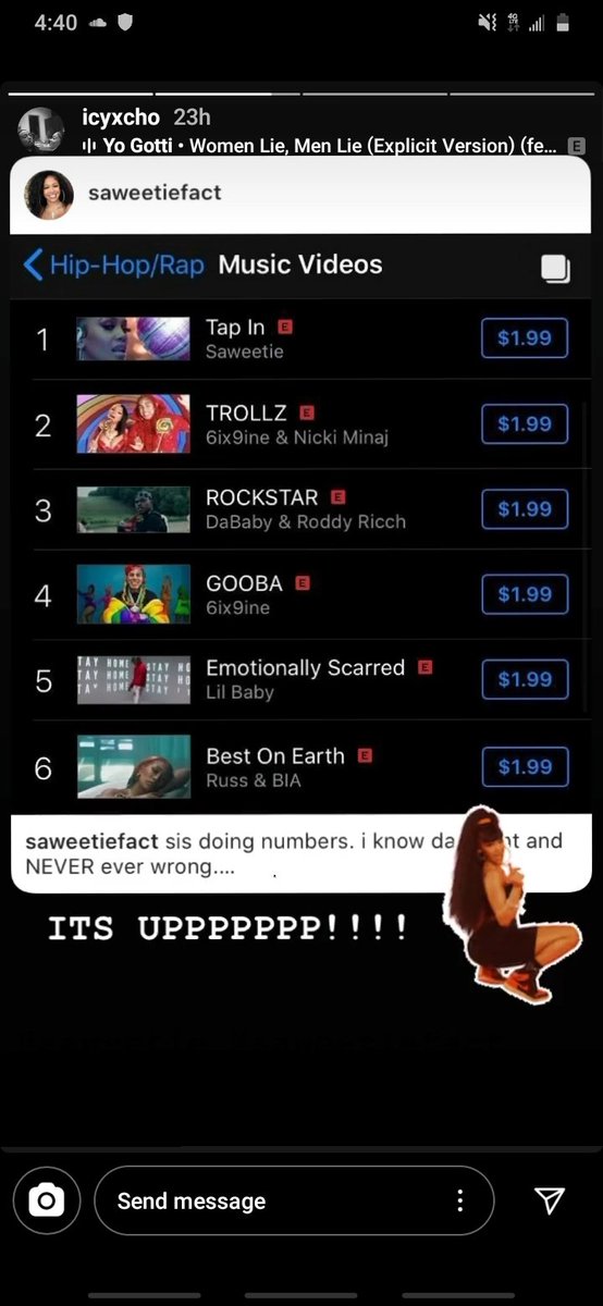 Miss_Angie_D's tweet photo. @Saweetie people will always talk down on you...keep pushing😘 always stay gracious best revenge is yo paper https://t.co/wIYcEwKTTa