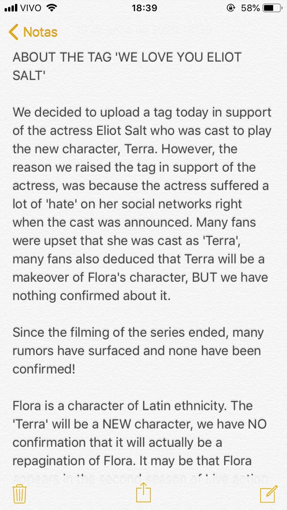 FateASagaWinxBR's tweet photo. 📣 ABOUT THE TAG 'WE LOVE YOU ELIOT SALT' 📣

Since earlier today we tried to upload the tag, our goal was to support the actress, but NOT the error of Netflix‼ ️‼ ️

Read the text below to clarify the situation ❕❕❕

#FateTheWinxSaga #FateASagaWinx #FateNetflix #winxclub https://t.co/qAvAJmKSGS