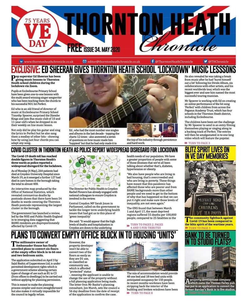 After a bit of an extended break The Chronicle is back. We are putting together the next edition. If you would like to advertise or have a news item get in touch. The last edition was read around the world by Ed Sheeren fans keen to read our exclusive!