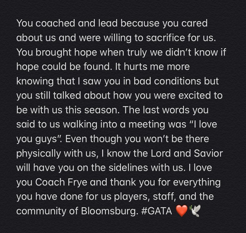 tylerchulock_'s tweet photo. Everyone send prayers to The Frye family. I love you Coach, this season is for you ❤️ #GATA https://t.co/UvhWgZHwuO