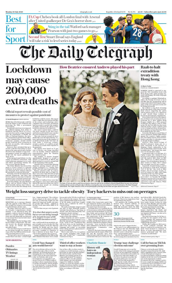 So the headline is nonsense - (source report just does not say this). Report should be challenged on accuracy grounds.Covid virus & impact on NHS services *could* cause 200k deaths (but probably won't) if NHS services don't reprioritise quickly after Covid. Not "Lockdown"