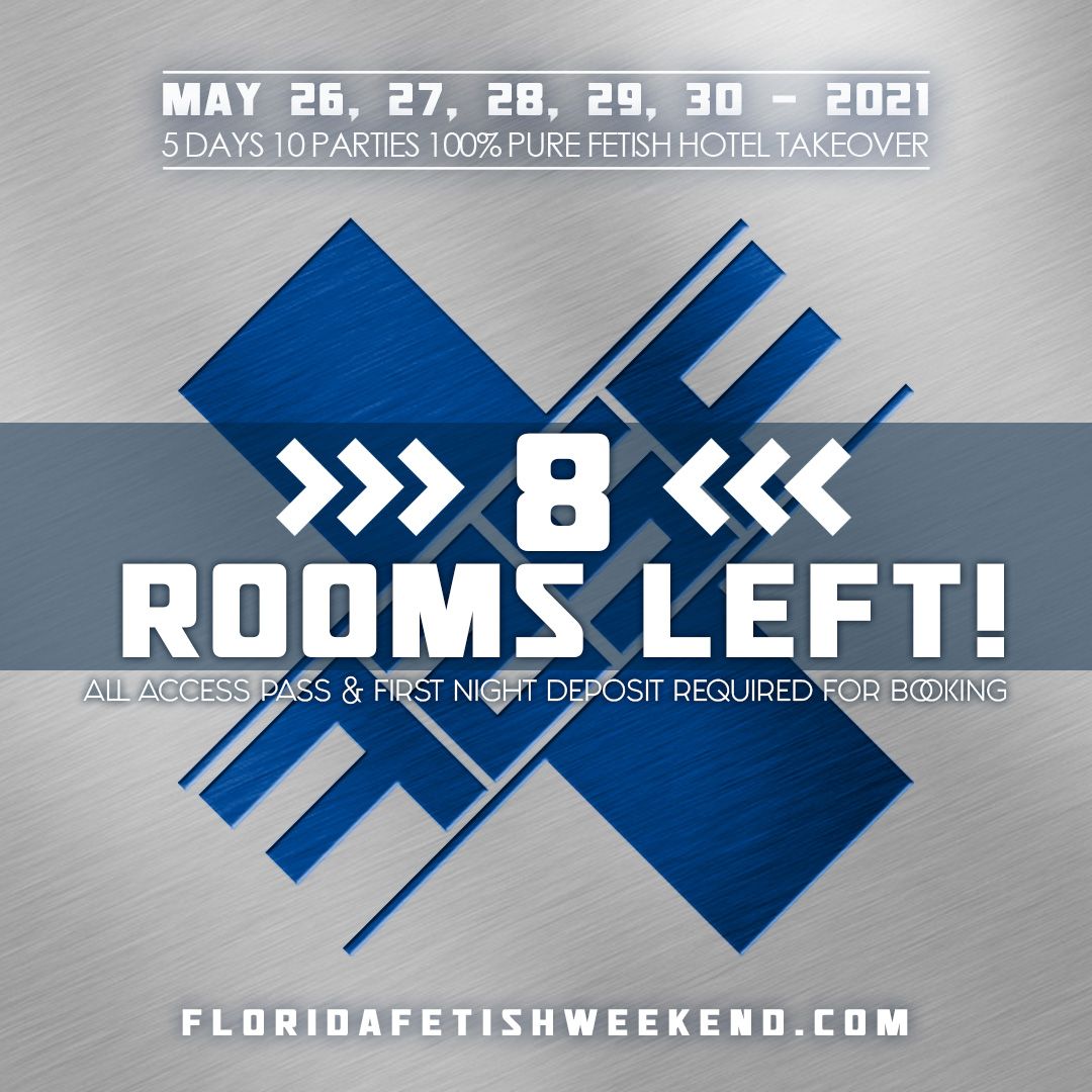 fetishfactory's tweet photo. We have just 8 rooms left at Westin for our epic #FloridaFetishWeekend. Get your All Access Pass now for a chance to be booked! (If COVID causes us to cancel, all tickets and hotel costs will be refunded.)
.
.
.
#fetishfactory #fetishweekend #FFW2021 #FFW25 #MeccaOfKink https://t.co/8InEb6smhR