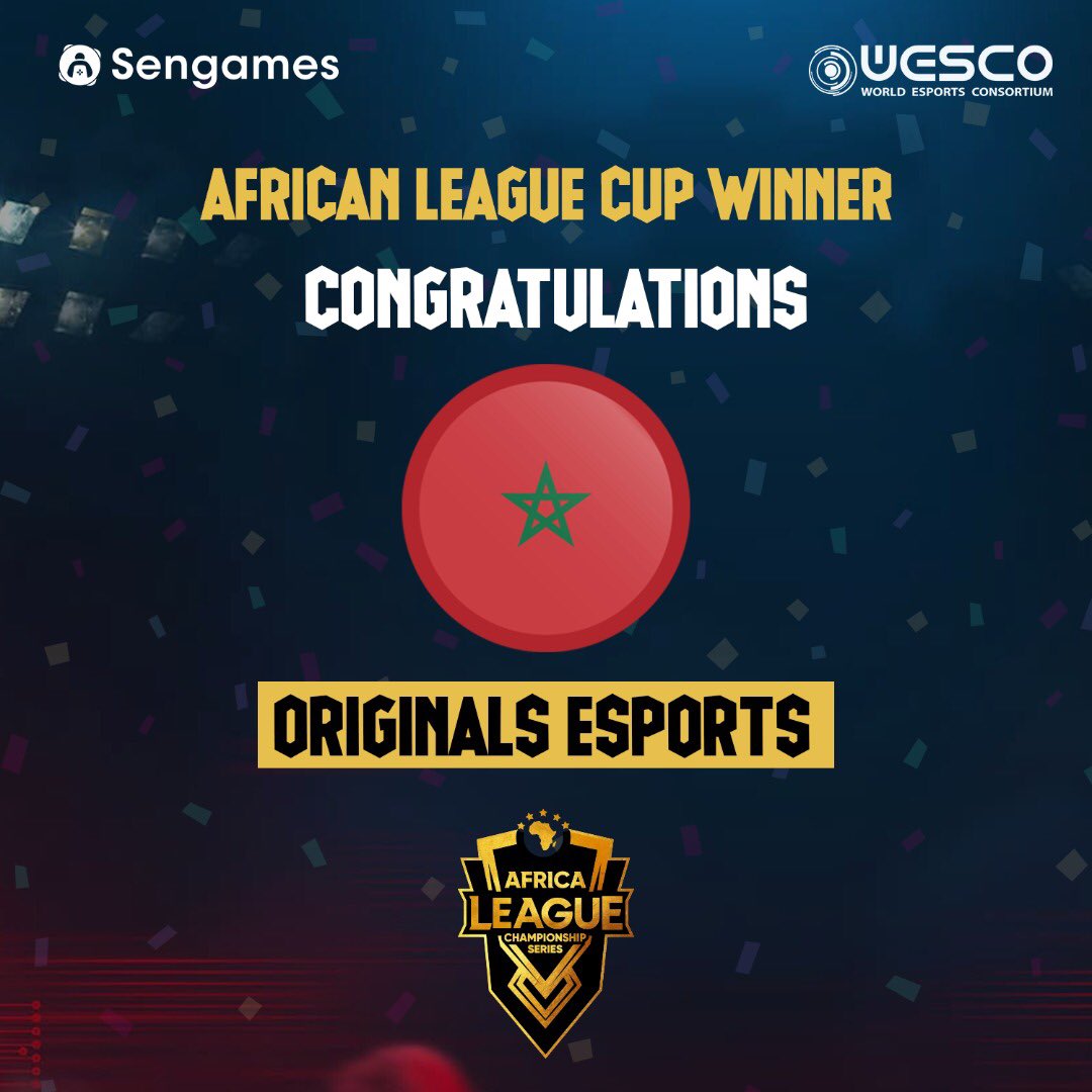 Congrats to Originals Esports, Morocco 🇲🇦 who emerged winners of the Africa League Cup. GGWP to Gangs &amp; Gentlemen from Senegal 🇸🇳 for a gallant display.