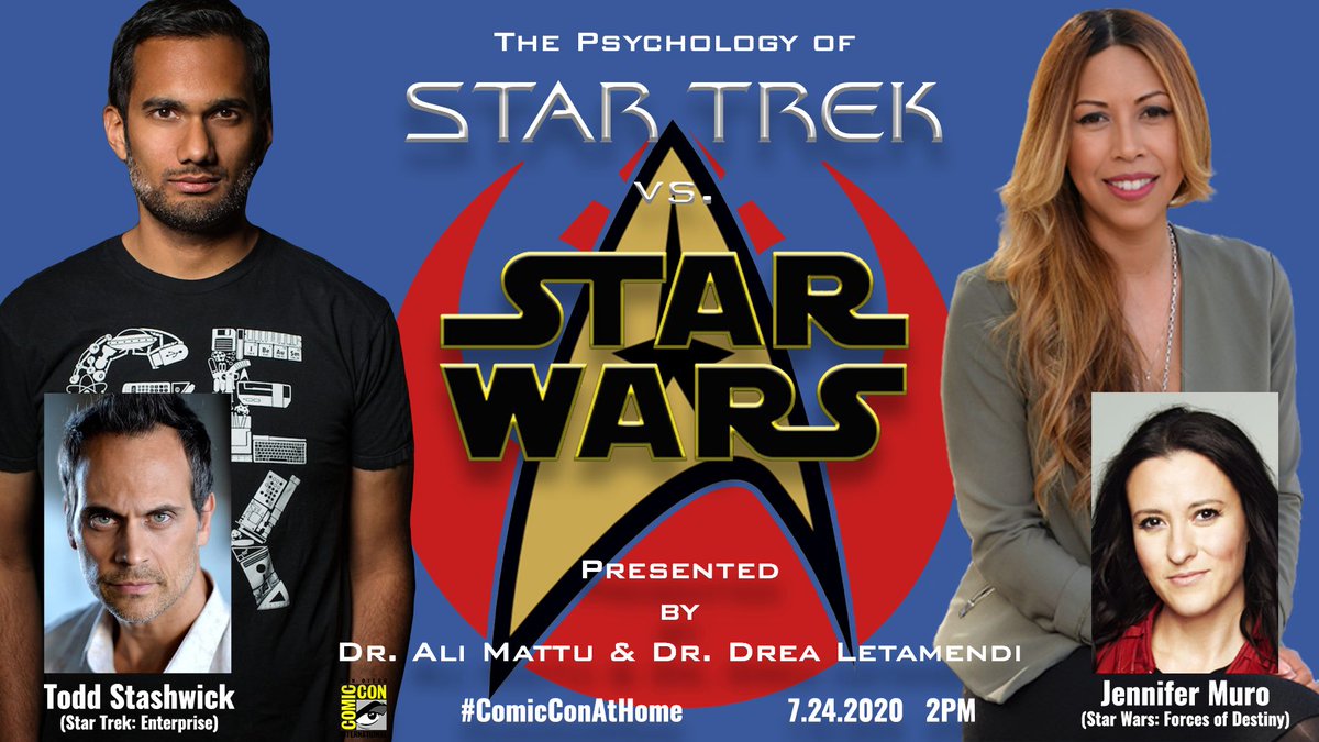 This year, Comic-Con is *free* and accessible to all. That decision welcomes more fans and casual nerds into its spaces without typical barriers. <3

One of my panels is Friday at 2pm, The Psychology of STAR TREK vs. STAR WARS. A lot to cover huh? Details:
sched.co/d3tF