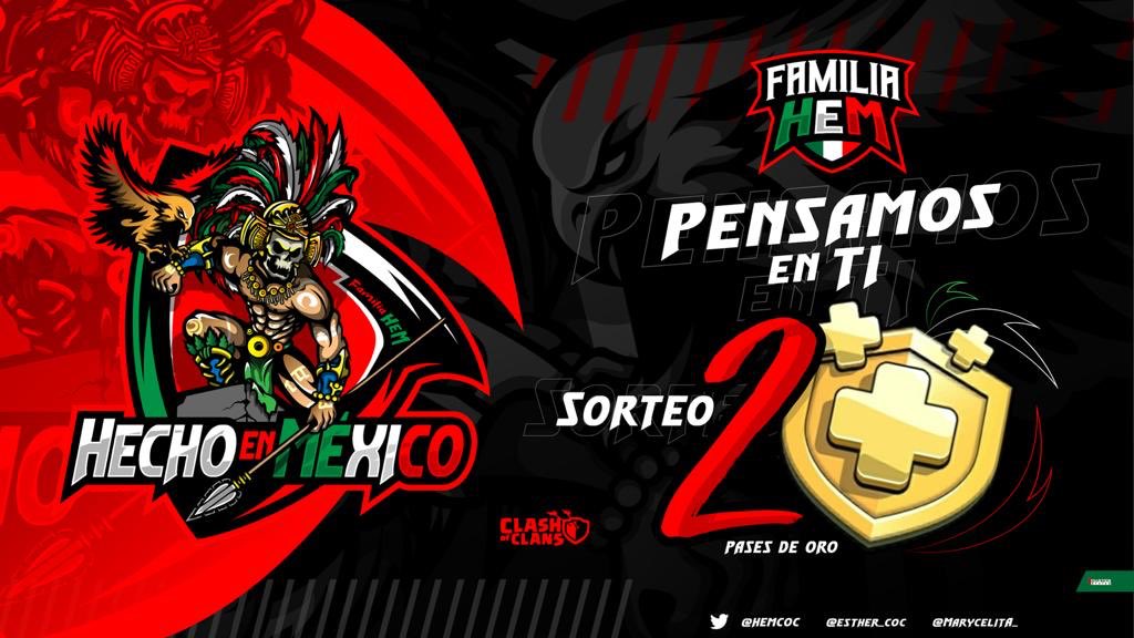 SORTEO de 2 Pases de oro!!!🤩 

👇Para participar solo necesitas:👇

⭕️Dar RT🔁
⭕️Dar  LiKe❤️
⭕️ Tag @ 1 Amigo 
⭕️Seguir a:
           🇲🇽 <a href="/HEMCOC/">HechoEnMexico🇲🇽</a>  

Los ganadores se anuncian el Domingo 26 Julio!!! 🍀Suerte🍀