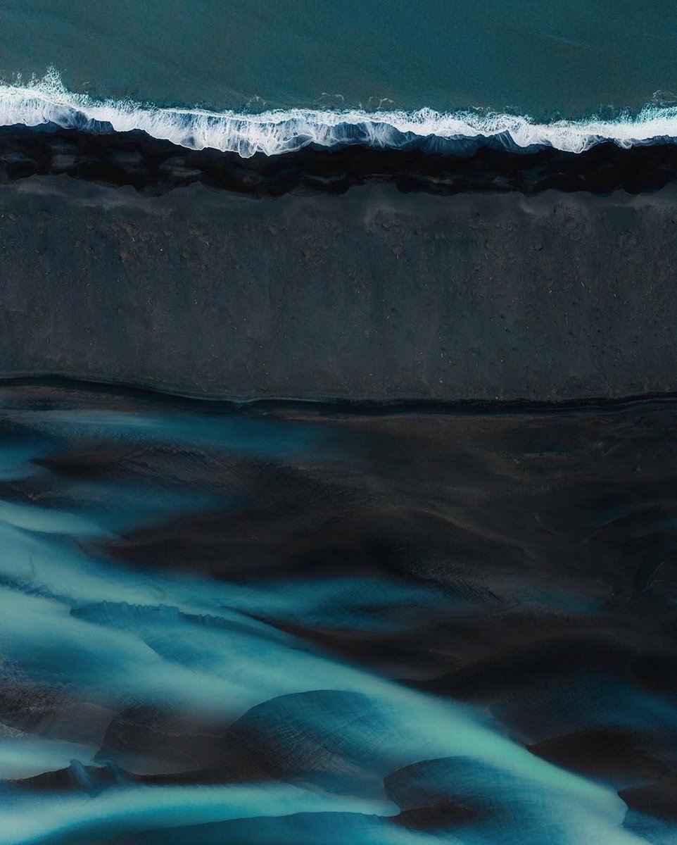 Glacier rivers spilling across the black sand beaches of Iceland.