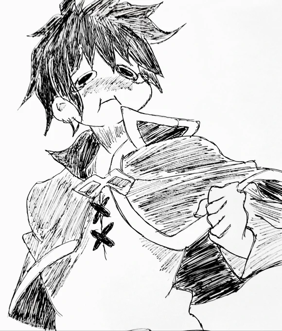 すいません!
うちの仲間がすいません!!
本当に!うちの変態が
すいませぇぇぇぇぇん!!!!!!

#ボールペン画
#模写
#この素晴らしい世界に祝福を 
#佐藤和真 