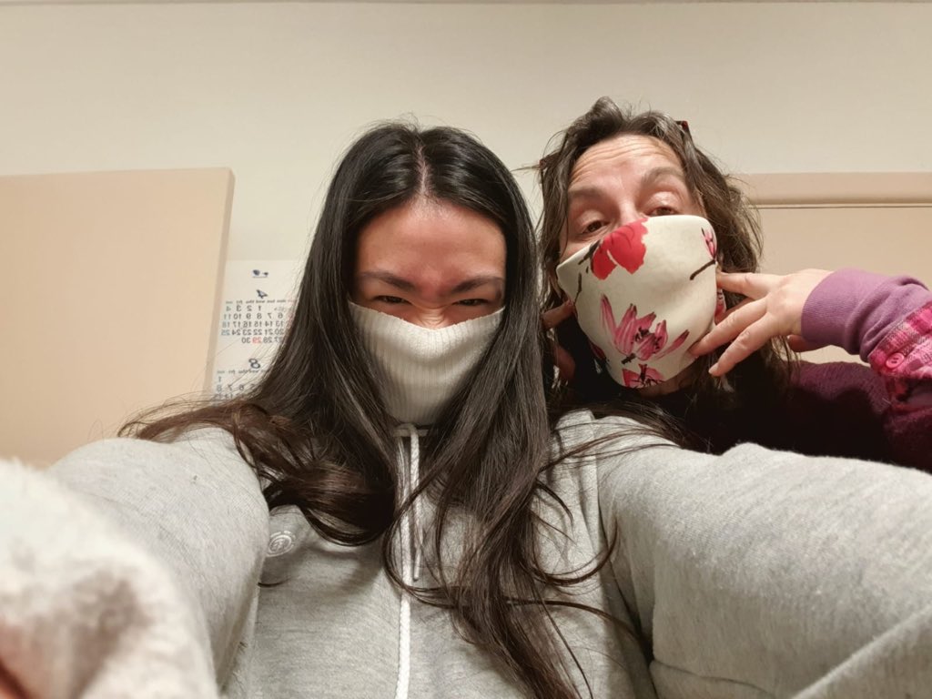 Jane8Toner's tweet photo. I am enjoying the surge of creativity & innovation as #Melbourne gets its #FaceMask on. We need to create a vitalising field around this important task - I propose a virtual #MaskParade
Here's my sister in a bra mask & niece in a sock mask. What's your mask like? #ShowYourMask https://t.co/comBRZL5i3