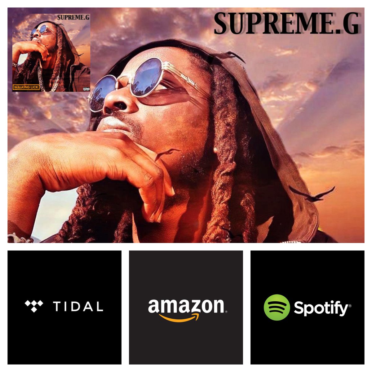 RealSUPREME_G's tweet photo. My New Single "Walking Lick" Is Available Now On Tidal, Amazon And Spotify 

Stream And Download Your Copy!

#WalkingLick https://t.co/jwosTK3cbb