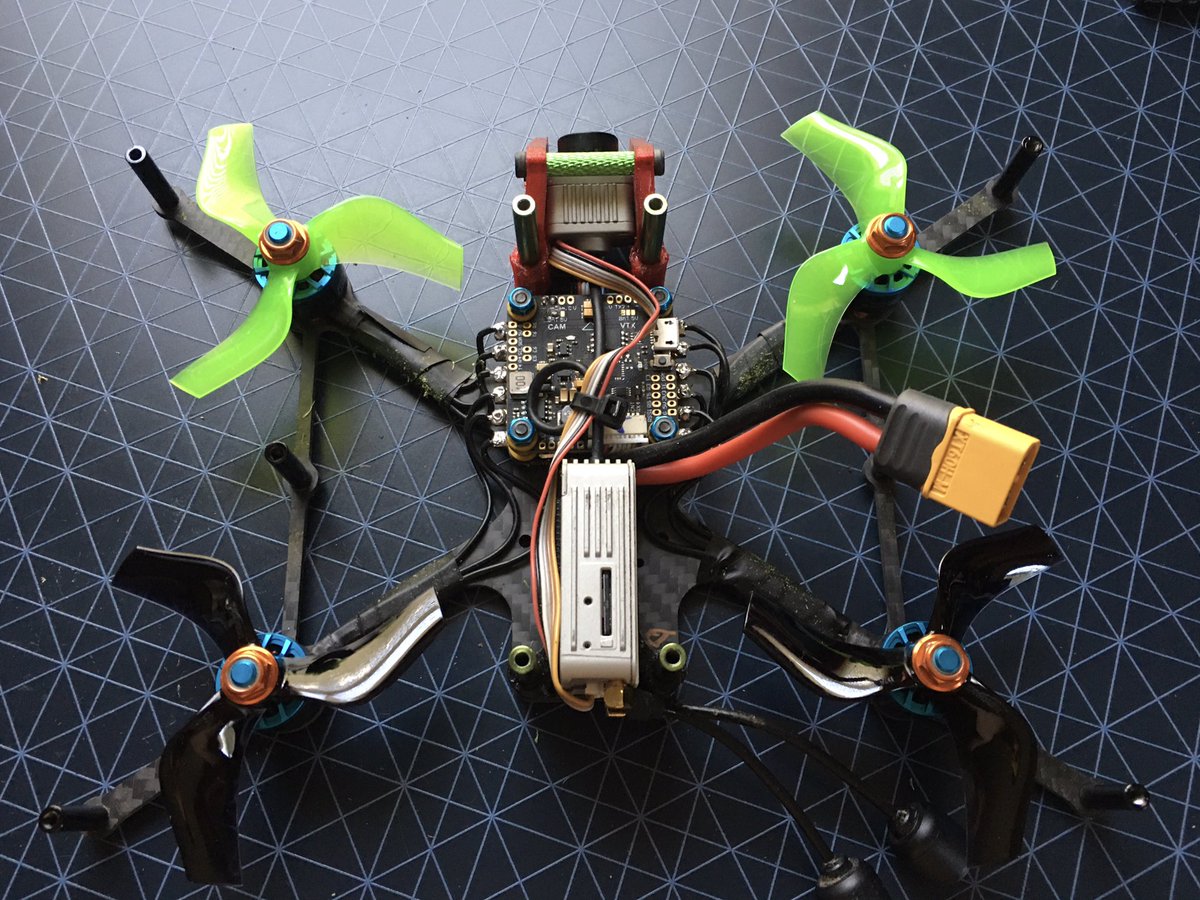 HighLineDrones's tweet photo. Changing back to three blade props from six! Going to test fly the new addition. #fpv #quadbuild #djidigital #djifpv #shendrones https://t.co/2stYru7ZCC