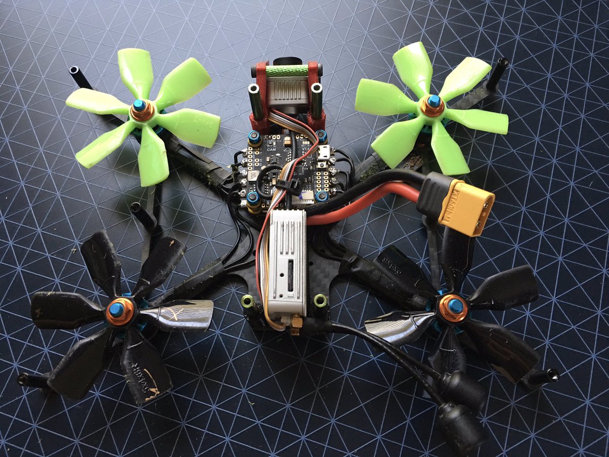 HighLineDrones's tweet photo. Changing back to three blade props from six! Going to test fly the new addition. #fpv #quadbuild #djidigital #djifpv #shendrones https://t.co/2stYru7ZCC