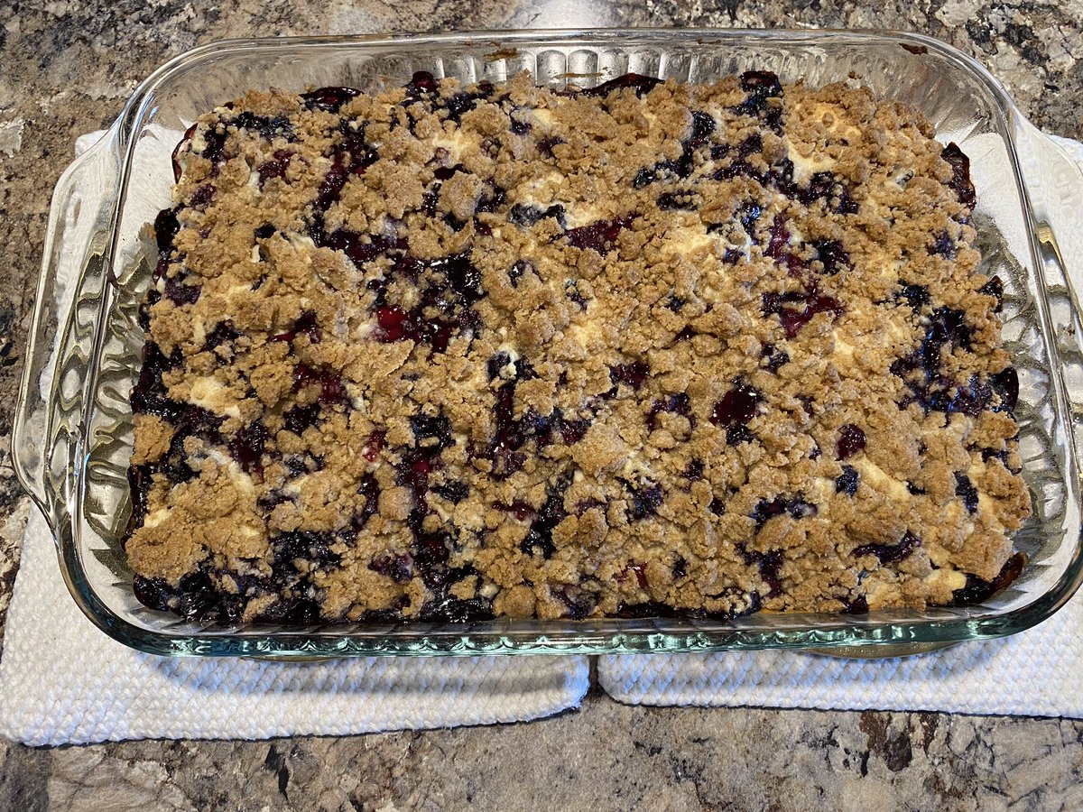 tganz65's tweet photo. @DylanDreyerNBC Made your Blueberry Buckle today & it was a hit! So light, fluffy & not overly sweet. Will definitely make this again. Thank you for sharing your recipe. #BlueberryBuckle https://t.co/fEjZh1wGtS