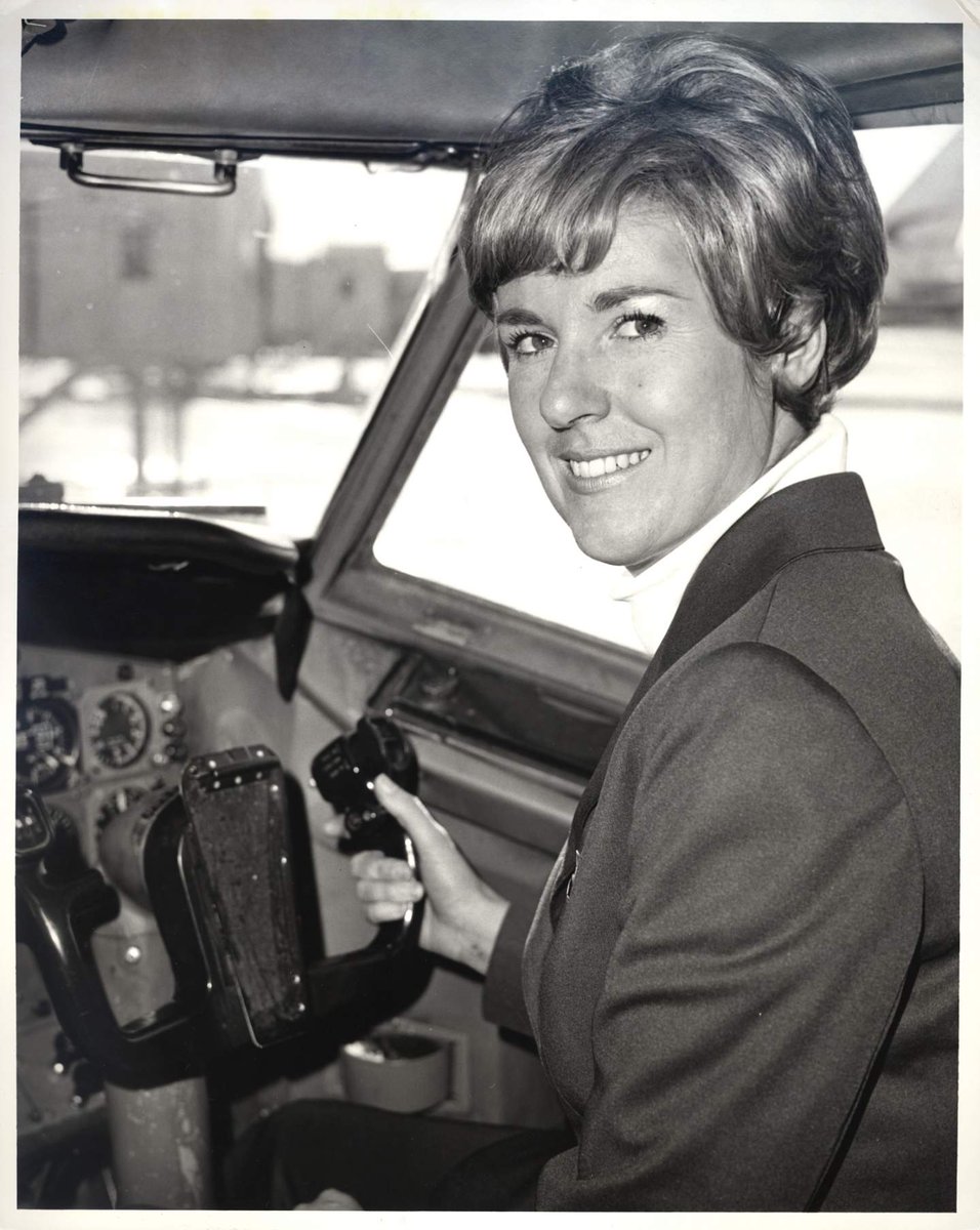 airandspace's tweet photo. Emily Howell Warner was the first American woman hired on the permanent flight crew by a U.S. airline, marking the beginning of massive changes for women pilots in the airline industry. We remember her life and legacy in a new blog: https://t.co/YChNmcK5Py #BecauseOfHerStory https://t.co/bBz7nQ6Gzq