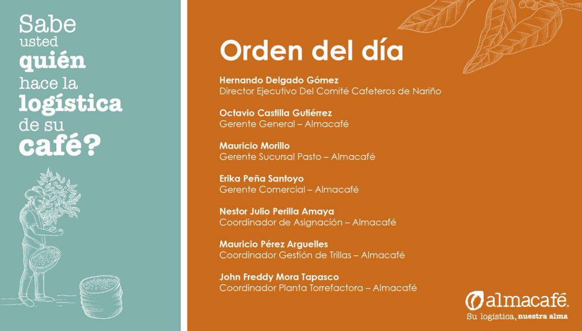 ComiCafeNarino's tweet photo. #narinoinfo #fedecafeteros Cordialmente invitados cafeteros al taller virtual con ALMACAFÉ, próximo viernes 24 de JULIO 8:00 am. en el siguiente enlace:👉https://t.co/C6ERmOqQDc "Sabe usted quién hace la logística de su café" https://t.co/gSjDYJYu5N