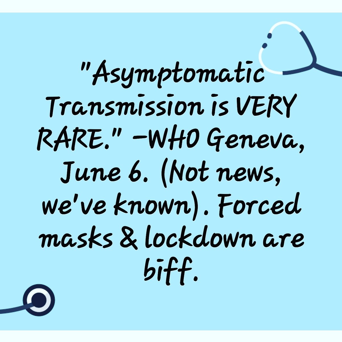 ninjitalia's tweet photo. "#Asymptomatic #tramsission is VERY RARE." #covid #coronavirus #covid19 #lockdown #mask #masks #pandemic #shutdown #suicides #smallbusinessess #homelessness #depression #anxiety #loweredimmunity #wrongfocus #bogusleadership #biffscience Focus on #immunity! https://t.co/FTOEA7Ae8M https://t.co/bLGPLHv0k6