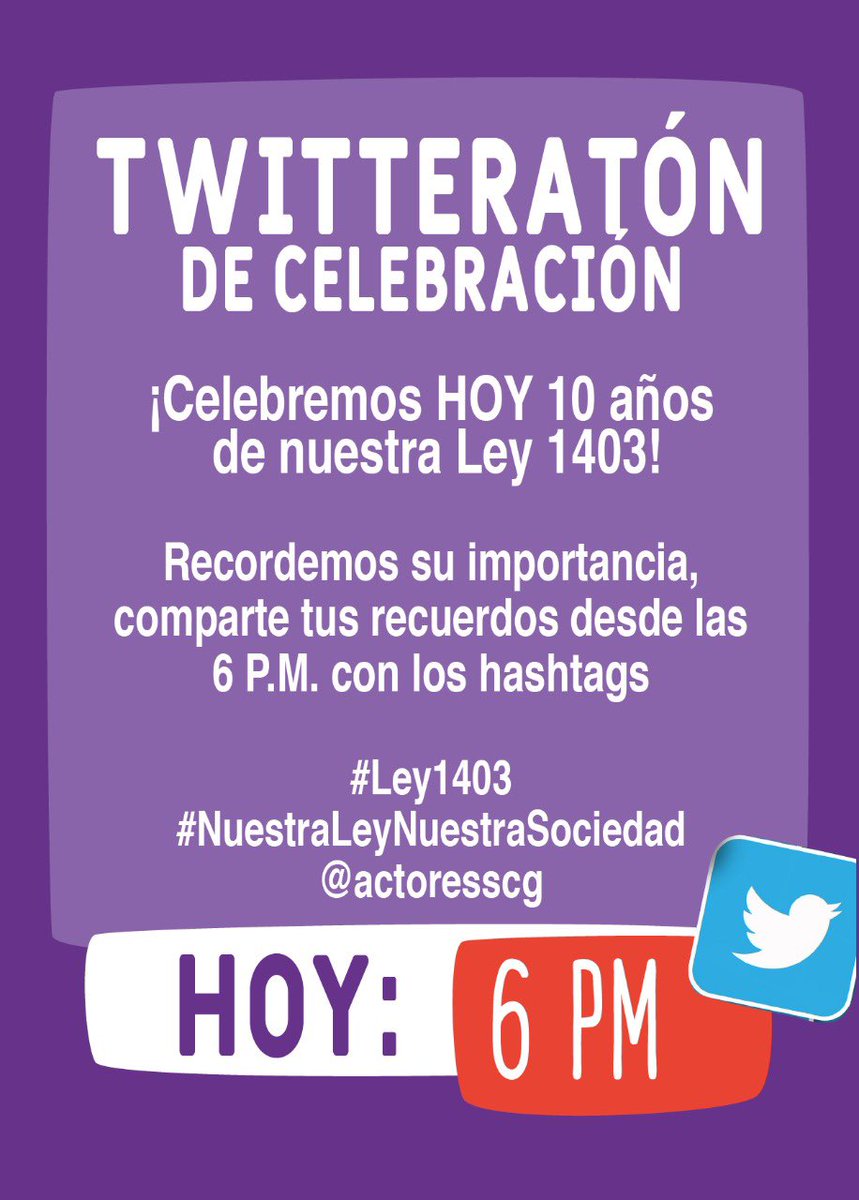 DianAngel01's tweet photo. Hoy celebramos 10 años de la Ley Fanny Mickey. #ley1403 #NuestraLey @ActoresSCG https://t.co/yokA3n6gOd